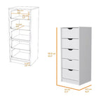 Cassettiera verticale moderna a 5 cassetti Okak, comò in legno alto per soggiorno, ingresso
