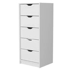 Cassettiera verticale moderna a 5 cassetti Okak, comò in legno alto per soggiorno, ingresso