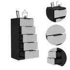 Cassettiera verticale moderna a 5 cassetti Okak, comò in legno alto per soggiorno, ingresso