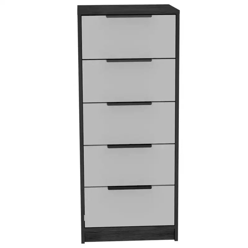 Cassettiera verticale moderna a 5 cassetti Okak, comò in legno alto per soggiorno, ingresso