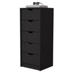 Cassettiera verticale moderna a 5 cassetti Okak, comò in legno alto per soggiorno, ingresso