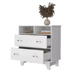 Cassettiera doppia moderna Okak a 6 cassetti, armadio alto 80,5 cm con guide in metallo e base rialzata, comò per camera da letto per l'organizzazione dei vestiti
