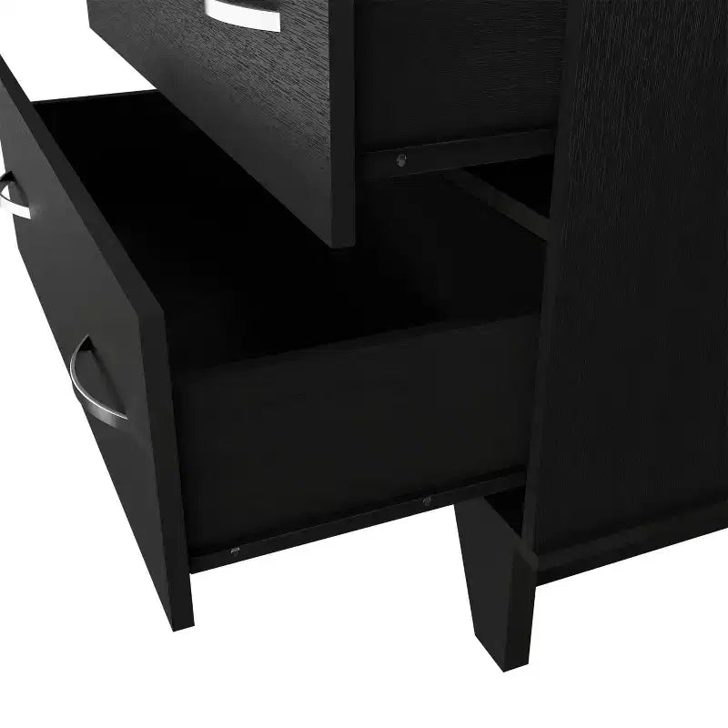 Cassettiera doppia moderna Okak a 6 cassetti, armadio alto 80,5 cm con guide in metallo e base rialzata, comò per camera da letto per l'organizzazione dei vestiti