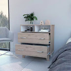 Cassettiera doppia moderna Okak a 6 cassetti, armadio alto 80,5 cm con guide in metallo e base rialzata, comò per camera da letto per l'organizzazione dei vestiti