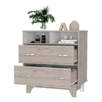 Cassettiera doppia moderna Okak a 6 cassetti, armadio alto 80,5 cm con guide in metallo e base rialzata, comò per camera da letto per l'organizzazione dei vestiti