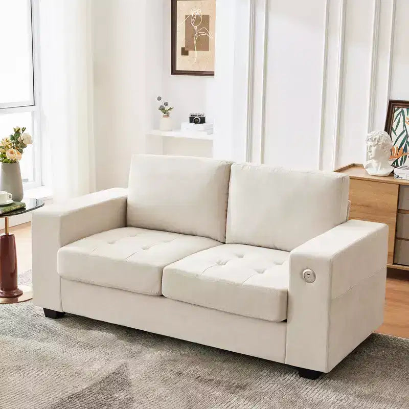 Divanetto in ciniglia da 70 pollici, comodi divani per soggiorno, porte di ricarica USB e fodere rimovibili, rivestimento trapuntato con bottoni, divano moderno