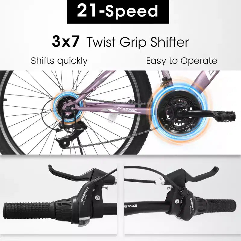 Mountain bike Zeus & Ruta 26 con 21 velocità, sospensione anteriore, freno a V, telaio in acciaio al carbonio, per ragazzi e donne