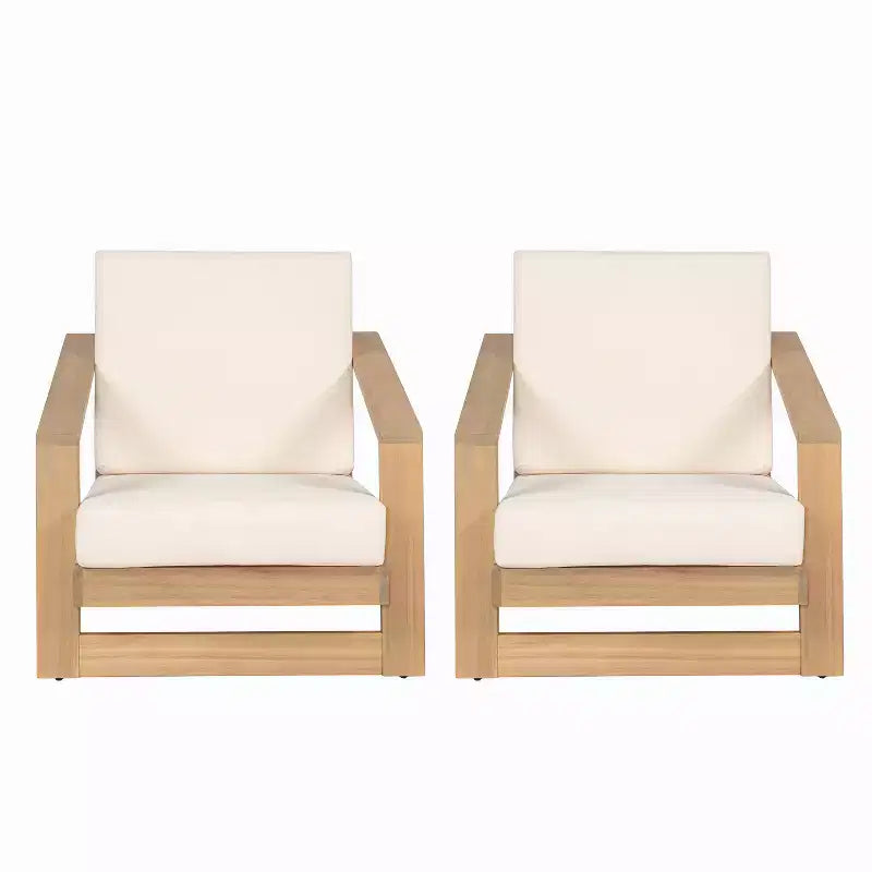 Christopher Knight Home Bennion Poltrona da esterno moderna in legno di acacia con seduta profonda (Set di 2)
