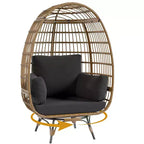 Oversized 360 Swivel Egg Chair for Outdoor, Rattan Egg-Shaped Lounger Chair with 4 Thick Cushions,350LBs Capacity PE Rattan Basket Chairs