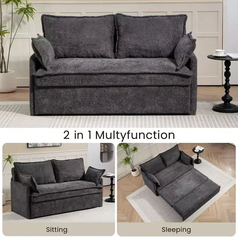 Divano letto Okak Comfy Corduroy Out con contenitore laterale, divano futon convertibile con porte di ricarica USB/C-TYPE per soggiorno