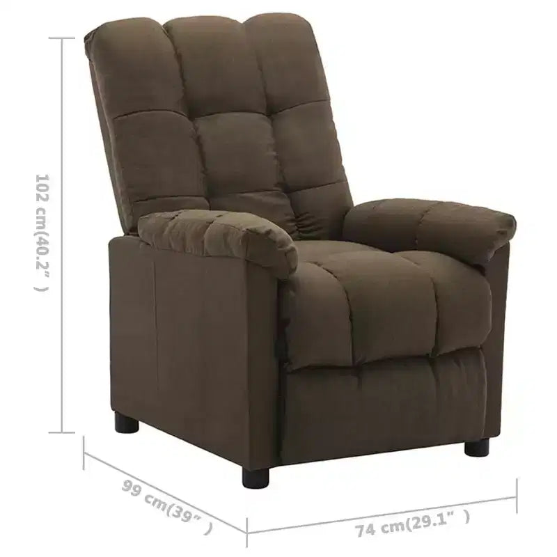vidaXL Recliner in Modern Brown Fabric - High Comfort and Adjustable Backrest & Footrest, Thick Padding, Durable Upholstery with Side Pocket