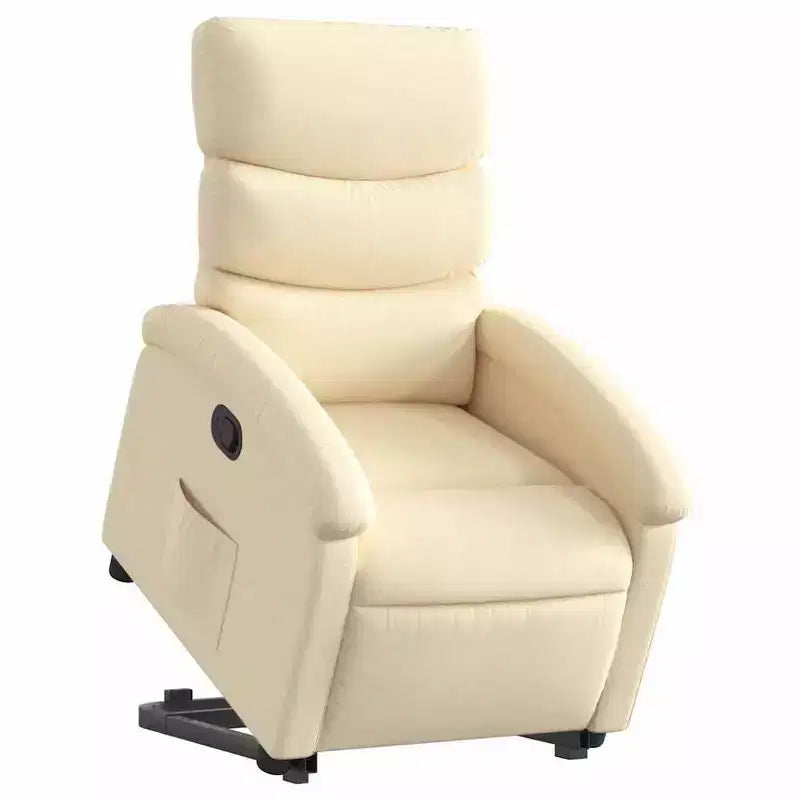 vidaXL Poltrona Relax Reclinabile Elettrica Panna - Alzapersona Elettrico, Schienale Reclinabile Manualmente, Poltrona Imbottita in Tessuto per Anziani, Telaio Robusto