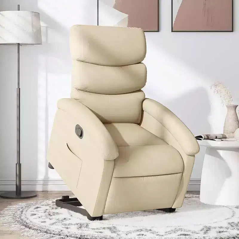 vidaXL Poltrona Relax Reclinabile Elettrica Panna - Alzapersona Elettrico, Schienale Reclinabile Manualmente, Poltrona Imbottita in Tessuto per Anziani, Telaio Robusto