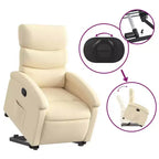 vidaXL Poltrona Relax Reclinabile Elettrica Panna - Alzapersona Elettrico, Schienale Reclinabile Manualmente, Poltrona Imbottita in Tessuto per Anziani, Telaio Robusto
