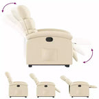 vidaXL Poltrona Relax Reclinabile Elettrica Panna - Alzapersona Elettrico, Schienale Reclinabile Manualmente, Poltrona Imbottita in Tessuto per Anziani, Telaio Robusto