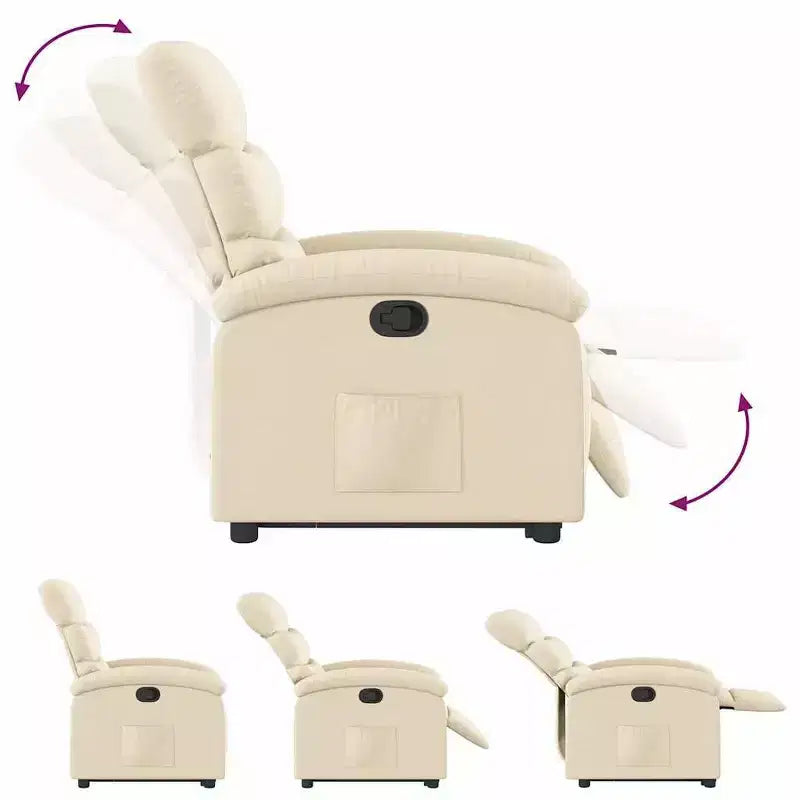vidaXL Poltrona Relax Reclinabile Elettrica Panna - Alzapersona Elettrico, Schienale Reclinabile Manualmente, Poltrona Imbottita in Tessuto per Anziani, Telaio Robusto