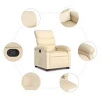 vidaXL Poltrona Relax Reclinabile Elettrica Panna - Alzapersona Elettrico, Schienale Reclinabile Manualmente, Poltrona Imbottita in Tessuto per Anziani, Telaio Robusto