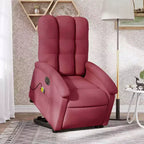 vidaXL Electric Lift Massage Recliner Chair - Wine Red Fabric, Motorized Stand-Up Assist, Reclining, Vibration, Home Theater