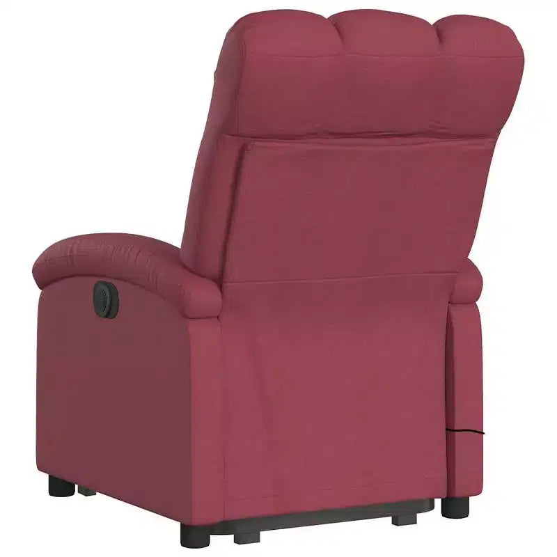 vidaXL Electric Lift Massage Recliner Chair - Wine Red Fabric, Motorized Stand-Up Assist, Reclining, Vibration, Home Theater