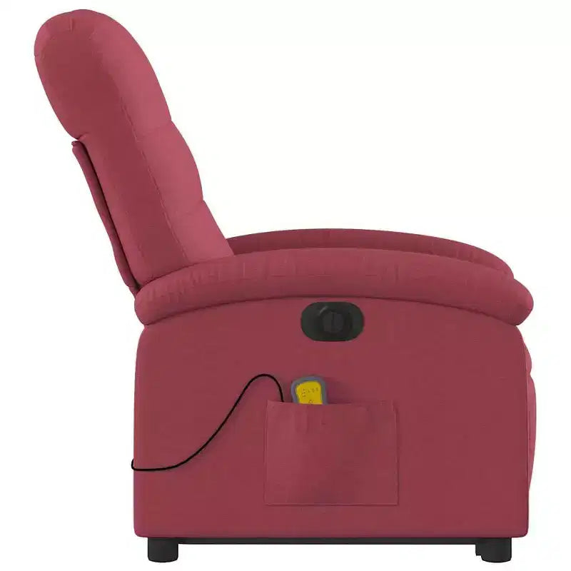 vidaXL Electric Lift Massage Recliner Chair - Wine Red Fabric, Motorized Stand-Up Assist, Reclining, Vibration, Home Theater