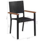 vidaXL Patio Chairs 2 pcs Poly Rattan Black
