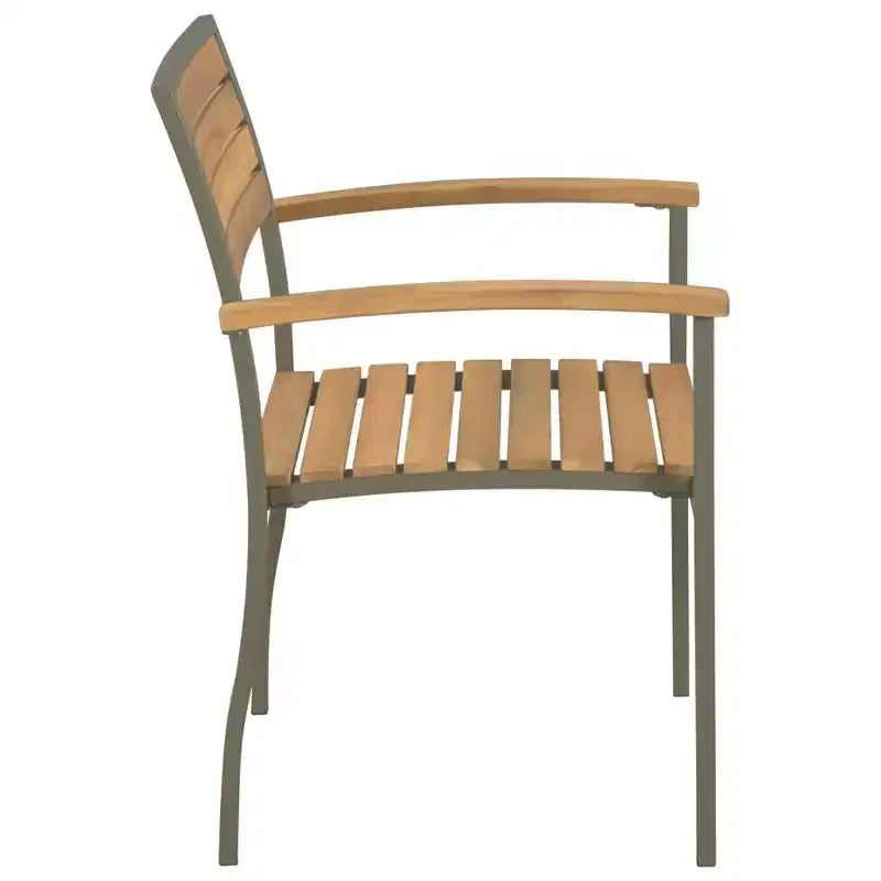 vidaXL Sedie da pranzo da esterno - 2 pz impilabili per giardino, terrazzo e patio in legno massello di acacia e acciaio verniciato a polvere