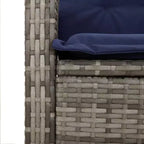 vidaXL Reclining Patio Chair-Gray Poly Rattan with Navy Cushions, Adjustable Backrest for Garden/Outdoor/Deck Lounging, Washable Covers