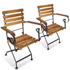 vidaXL Sedie Pieghevoli da Giardino in Stile Industriale, Set da 2, in Legno Massello di Acacia e Acciaio Verniciato a Polvere, Adatte per Giardino, Balcone e Patio