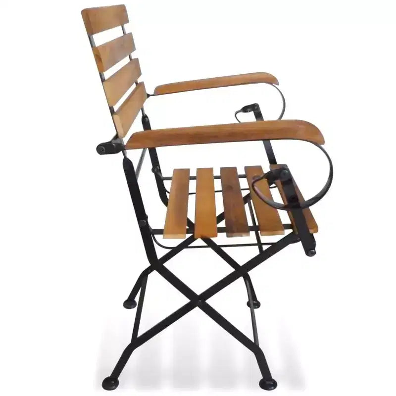vidaXL Sedie Pieghevoli da Giardino in Stile Industriale, Set da 2, in Legno Massello di Acacia e Acciaio Verniciato a Polvere, Adatte per Giardino, Balcone e Patio