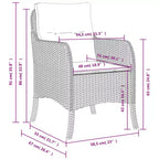 vidaXL 2 pcs Gray Poly Rattan Patio Chairs - Navy Blue Cushions, Weather-Resistant, Garden/Outdoor Seating, Washable Covers, 23x26.4x33.9