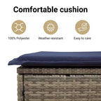 vidaXL 2 pcs Gray Poly Rattan Patio Chairs - Navy Blue Cushions, Weather-Resistant, Garden/Outdoor Seating, Washable Covers, 23x26.4x33.9