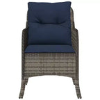 vidaXL 2 pcs Gray Poly Rattan Patio Chairs - Navy Blue Cushions, Weather-Resistant, Garden/Outdoor Seating, Washable Covers, 23x26.4x33.9