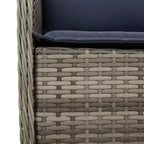 vidaXL 2 pcs Gray Poly Rattan Patio Chairs - Navy Blue Cushions, Weather-Resistant, Garden/Outdoor Seating, Washable Covers, 23x26.4x33.9