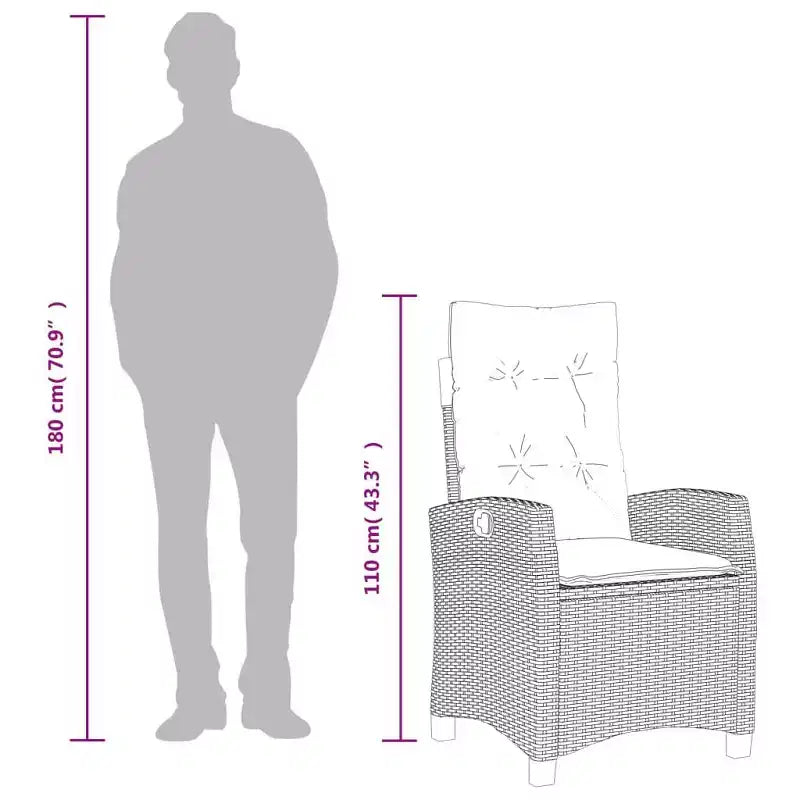 vidaXL Sedie Reclinabili da Giardino con Cuscini - Set da 2 pz, Polyrattan Grigio, Schienale Regolabile, Sedute da Esterno Resistenti alle Intemperie