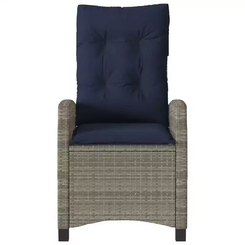 vidaXL Sedie Reclinabili da Giardino con Cuscini - Set da 2 pz, Polyrattan Grigio, Schienale Regolabile, Sedute da Esterno Resistenti alle Intemperie