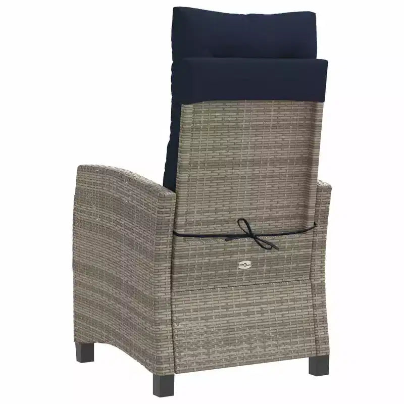 vidaXL Sedie Reclinabili da Giardino con Cuscini - Set da 2 pz, Polyrattan Grigio, Schienale Regolabile, Sedute da Esterno Resistenti alle Intemperie