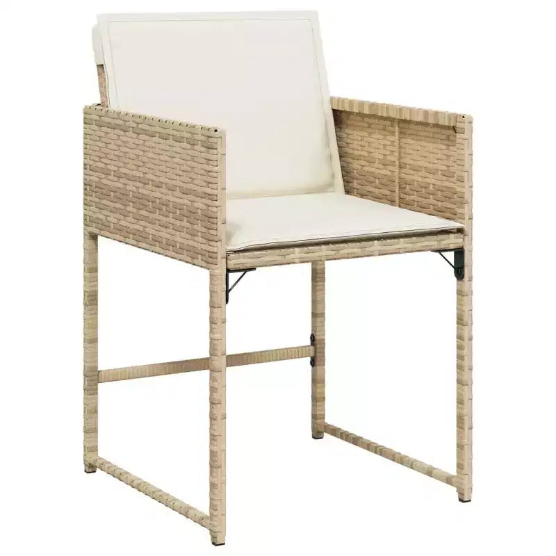 vidaXL Patio Chairs - Cushions Included, Beige Poly Rattan, Outdoor Furniture, 4-Piece Set - Compact Foldable Chairs with Removable Covers