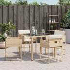 vidaXL Patio Chairs - Cushions Included, Beige Poly Rattan, Outdoor Furniture, 4-Piece Set - Compact Foldable Chairs with Removable Covers