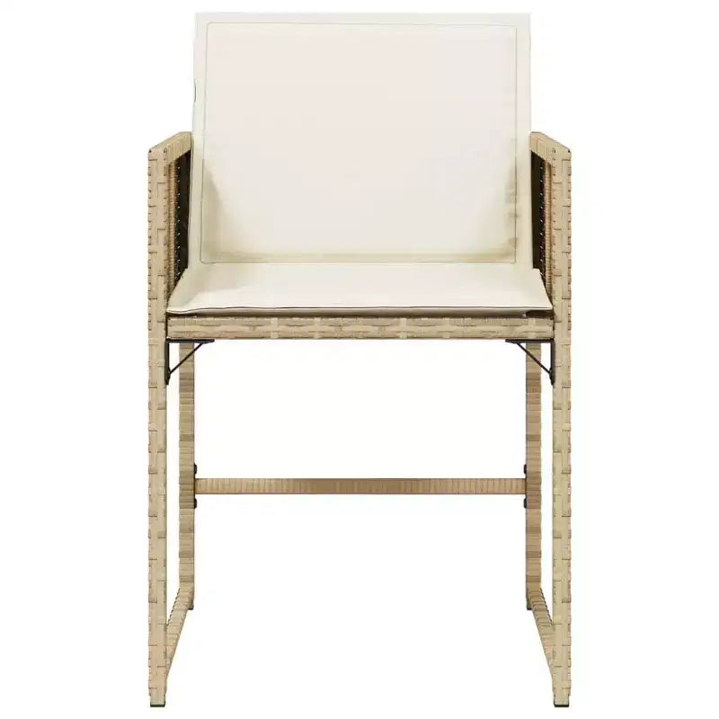 vidaXL Patio Chairs - Cushions Included, Beige Poly Rattan, Outdoor Furniture, 4-Piece Set - Compact Foldable Chairs with Removable Covers
