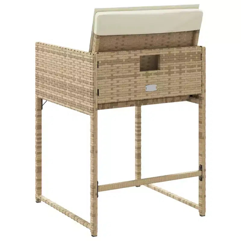 vidaXL Patio Chairs - Cushions Included, Beige Poly Rattan, Outdoor Furniture, 4-Piece Set - Compact Foldable Chairs with Removable Covers