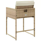 vidaXL Patio Chairs - Cushions Included, Beige Poly Rattan, Outdoor Furniture, 4-Piece Set - Compact Foldable Chairs with Removable Covers