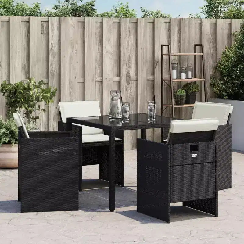 vidaXL Sedie da Giardino con Cuscini - Rattan PE Nero Struttura in Acciaio | Set di Mobili da Esterno per Giardino/Patio