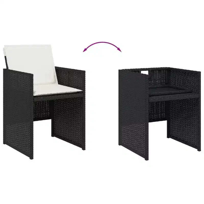 vidaXL Sedie da Giardino con Cuscini - Rattan PE Nero Struttura in Acciaio | Set di Mobili da Esterno per Giardino/Patio