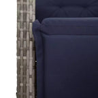 vidaXL Sedie Reclinabili da Giardino 2 pz - Rattan Sintetico Grigio con Cuscini Blu Scuro, Schienale/Poggiapiedi Regolabili, Telaio in Acciaio Verniciato a Polvere