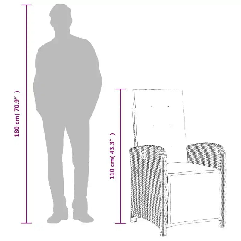 vidaXL Sedie Reclinabili da Giardino 2 pz - Rattan Sintetico Grigio con Cuscini Blu Scuro, Schienale/Poggiapiedi Regolabili, Telaio in Acciaio Verniciato a Polvere