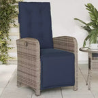 vidaXL Sedie Reclinabili da Giardino 2 pz - Rattan Sintetico Grigio con Cuscini Blu Scuro, Schienale/Poggiapiedi Regolabili, Telaio in Acciaio Verniciato a Polvere