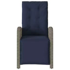 vidaXL Sedie Reclinabili da Giardino 2 pz - Rattan Sintetico Grigio con Cuscini Blu Scuro, Schienale/Poggiapiedi Regolabili, Telaio in Acciaio Verniciato a Polvere