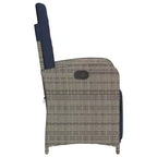 vidaXL Sedie Reclinabili da Giardino 2 pz - Rattan Sintetico Grigio con Cuscini Blu Scuro, Schienale/Poggiapiedi Regolabili, Telaio in Acciaio Verniciato a Polvere