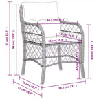vidaXL Comfortable Poly Rattan Patio Chairs with Navy Cushions - Set of 2, UV and Weather-Resistant, Easy Clean Outdoor Seating