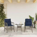 vidaXL Comfortable Poly Rattan Patio Chairs with Navy Cushions - Set of 2, UV and Weather-Resistant, Easy Clean Outdoor Seating